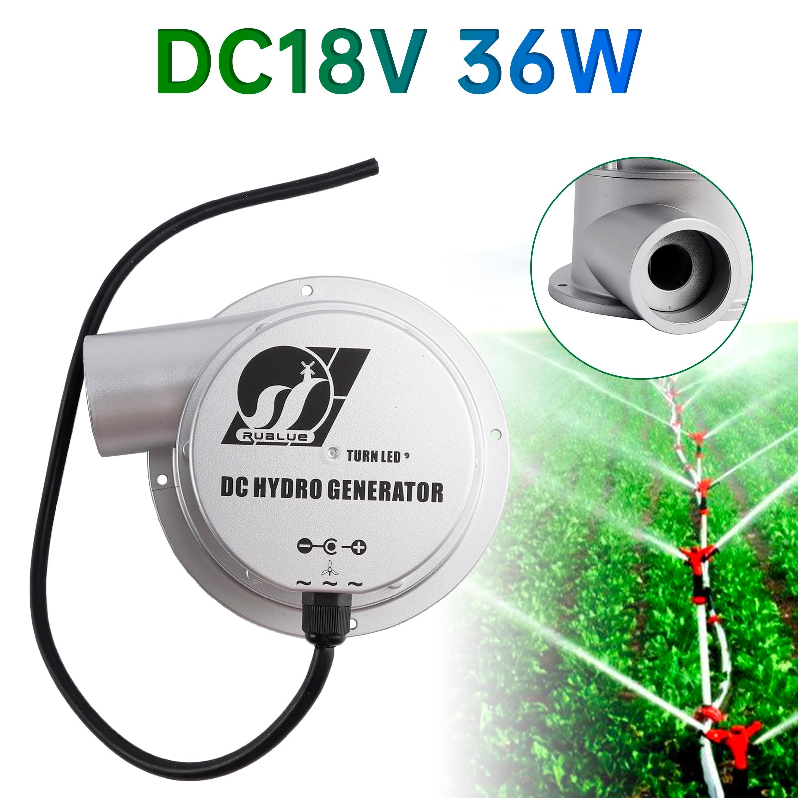 12V Water Flow Turbine Small Hydroelectric Generator DC18V 36W for Home Field