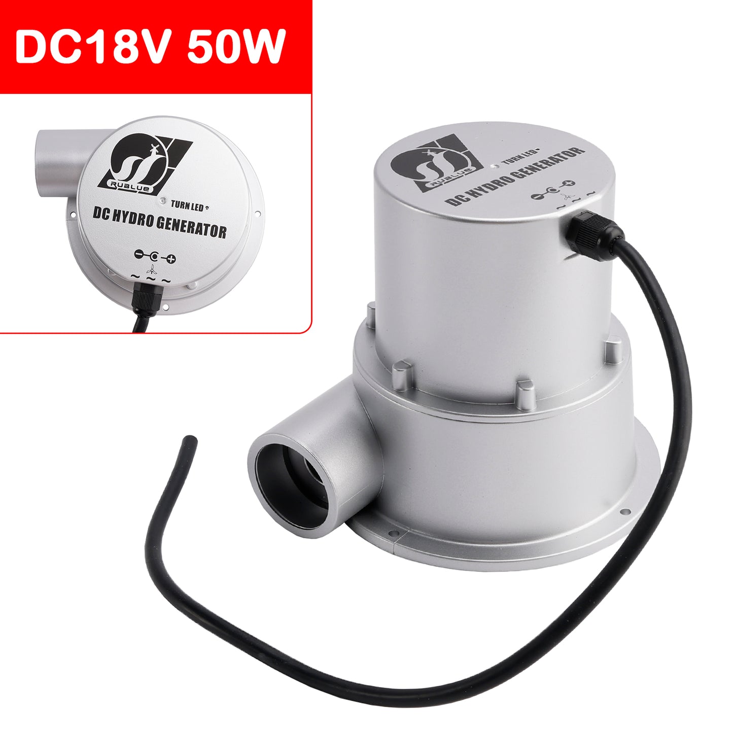 12V Water Flow Turbine Small Hydroelectric Generator DC18V 50W for Home Field