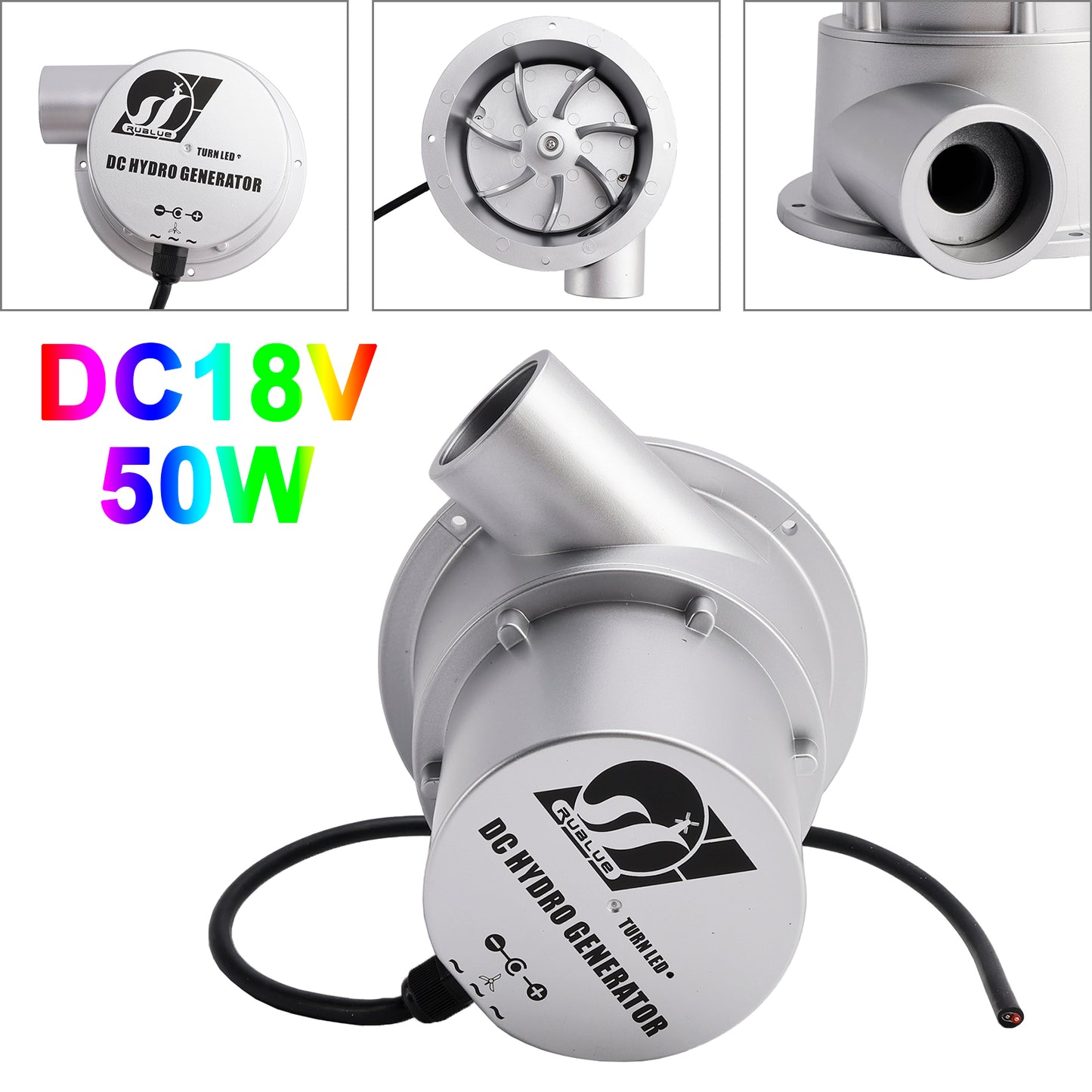 12V Water Flow Turbine Small Hydroelectric Generator DC18V 50W for Home Field