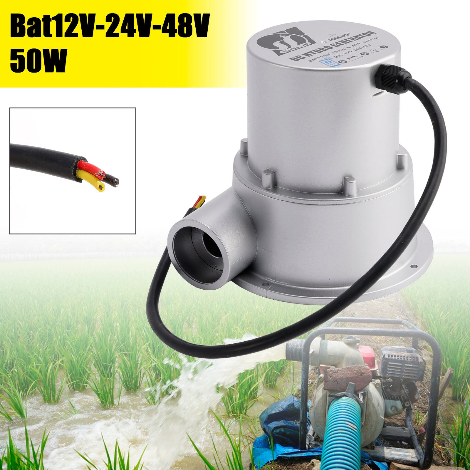 12V/24V/48V Water Flow Turbine Small Hydroelectric Generator Bat12V-24V-48V 50W