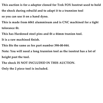 Adaptor/Coupler for Trek Fox Isostrut DYNO #398-00-844 Service (Copy)