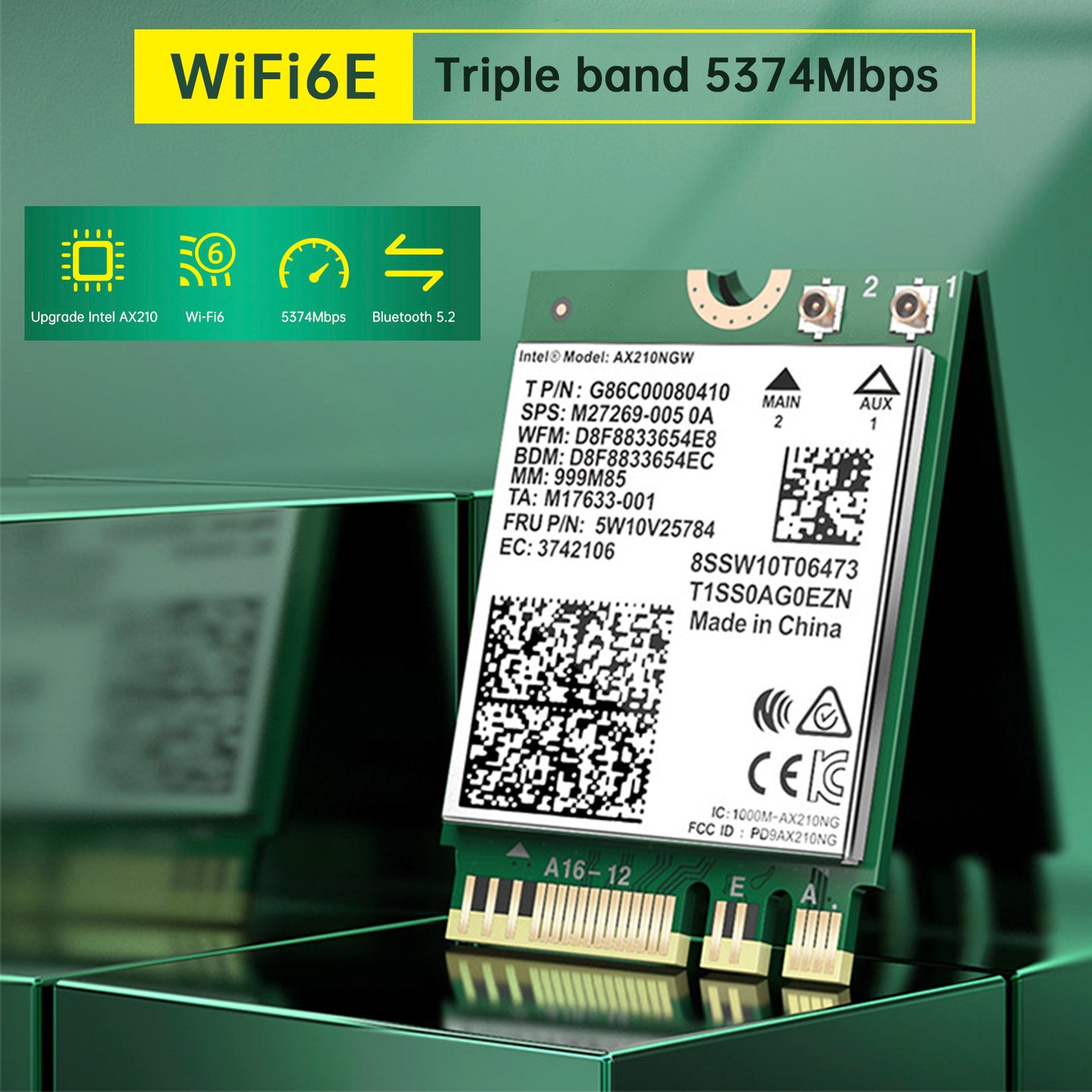 AX210 Module Bluetooth 5.2 Built-in Wireless Gigabit Network Card Supports WIFI6