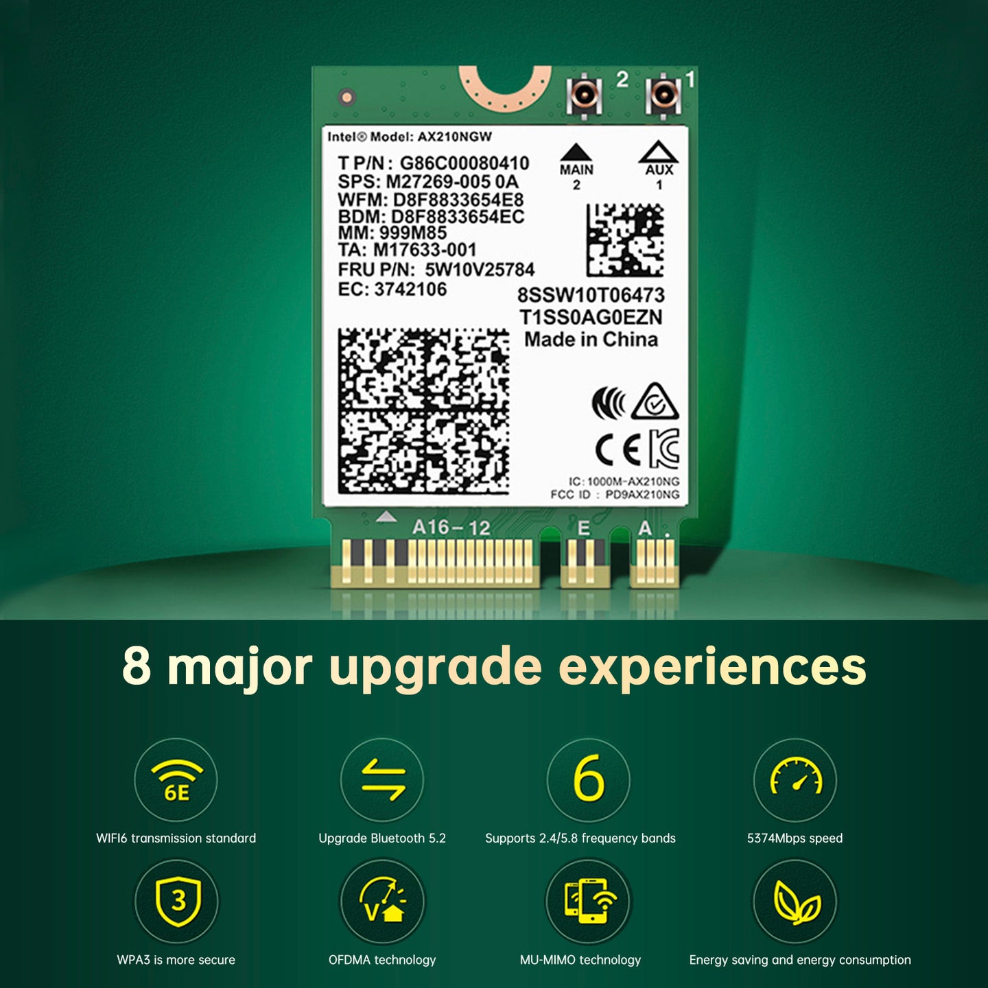 AX210 Module Bluetooth 5.2 Built-in Wireless Gigabit Network Card Supports WIFI6