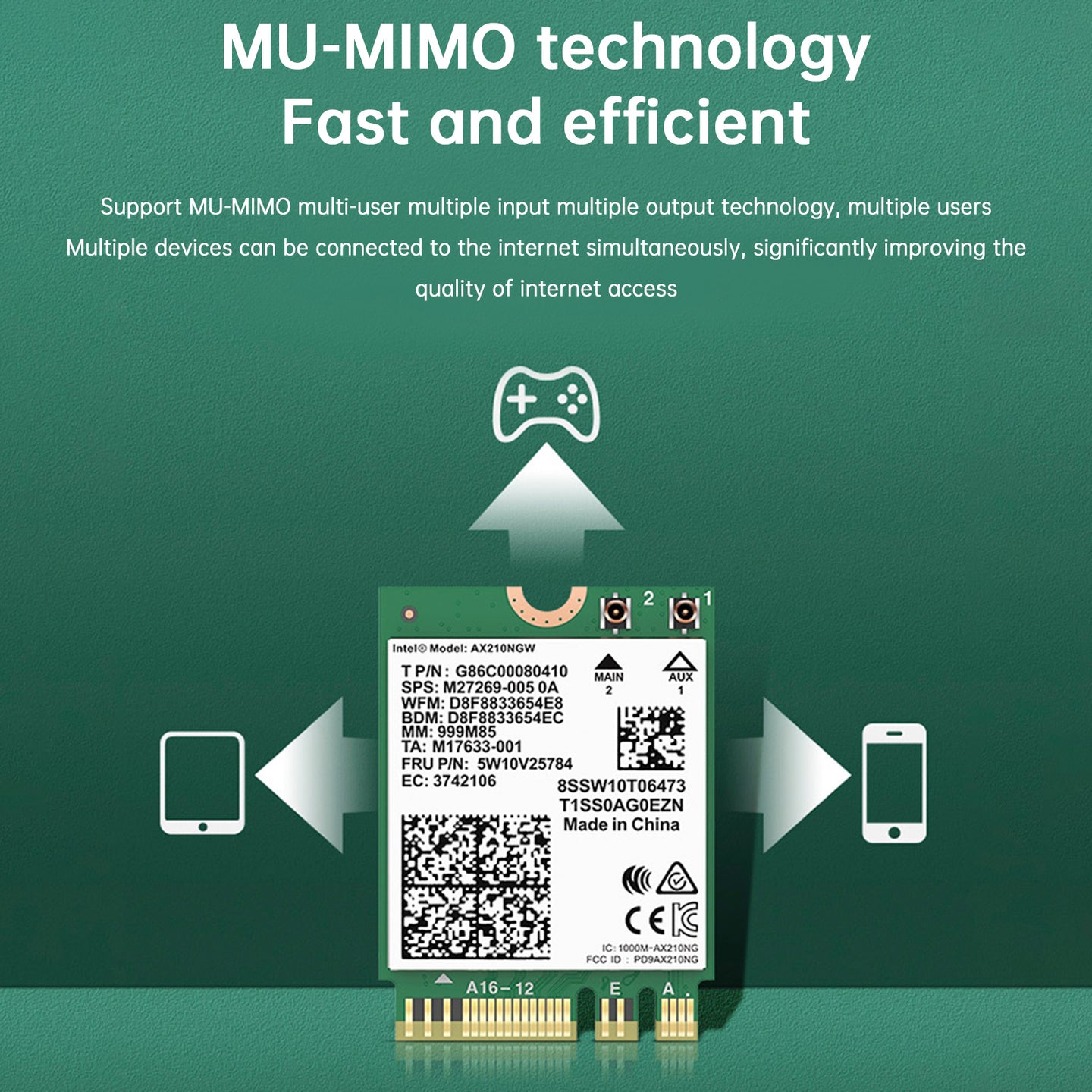 AX210 Module Bluetooth 5.2 Built-in Wireless Gigabit Network Card Supports WIFI6