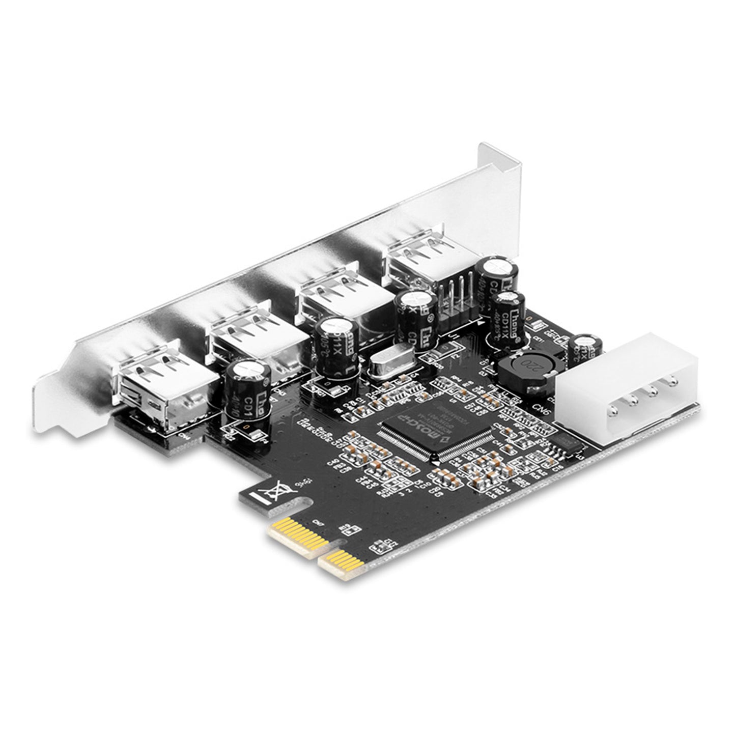 HUB 2.0 PCIE to USB 2.0 Expansion Card Moschip Adapter Card 4PIN Power Supply
