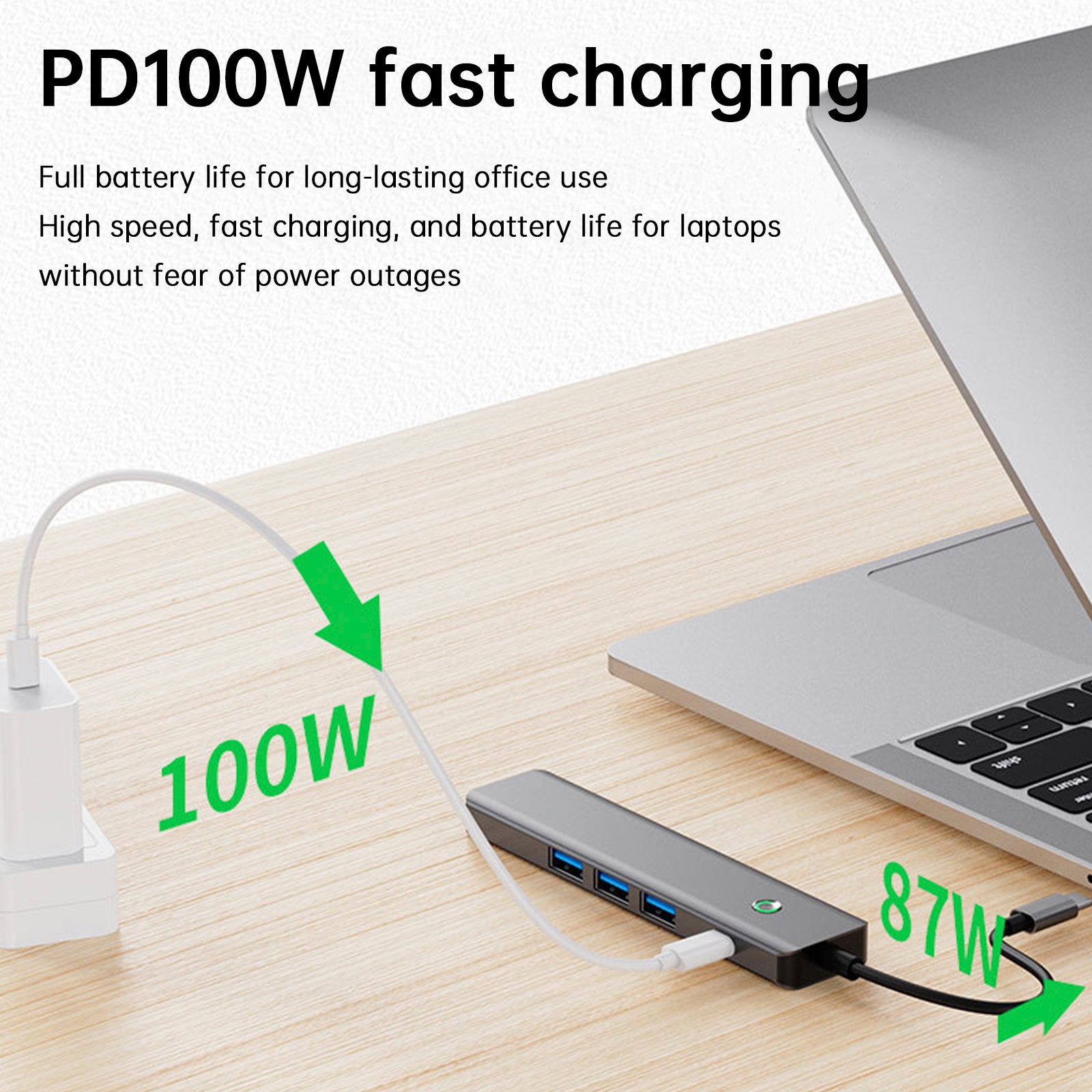 5 in 1 TYPE-C+USB3.0*1+USB2.0*2+HDMI+PD100W Interface Hub Adapter Dock for iPad (Copy)