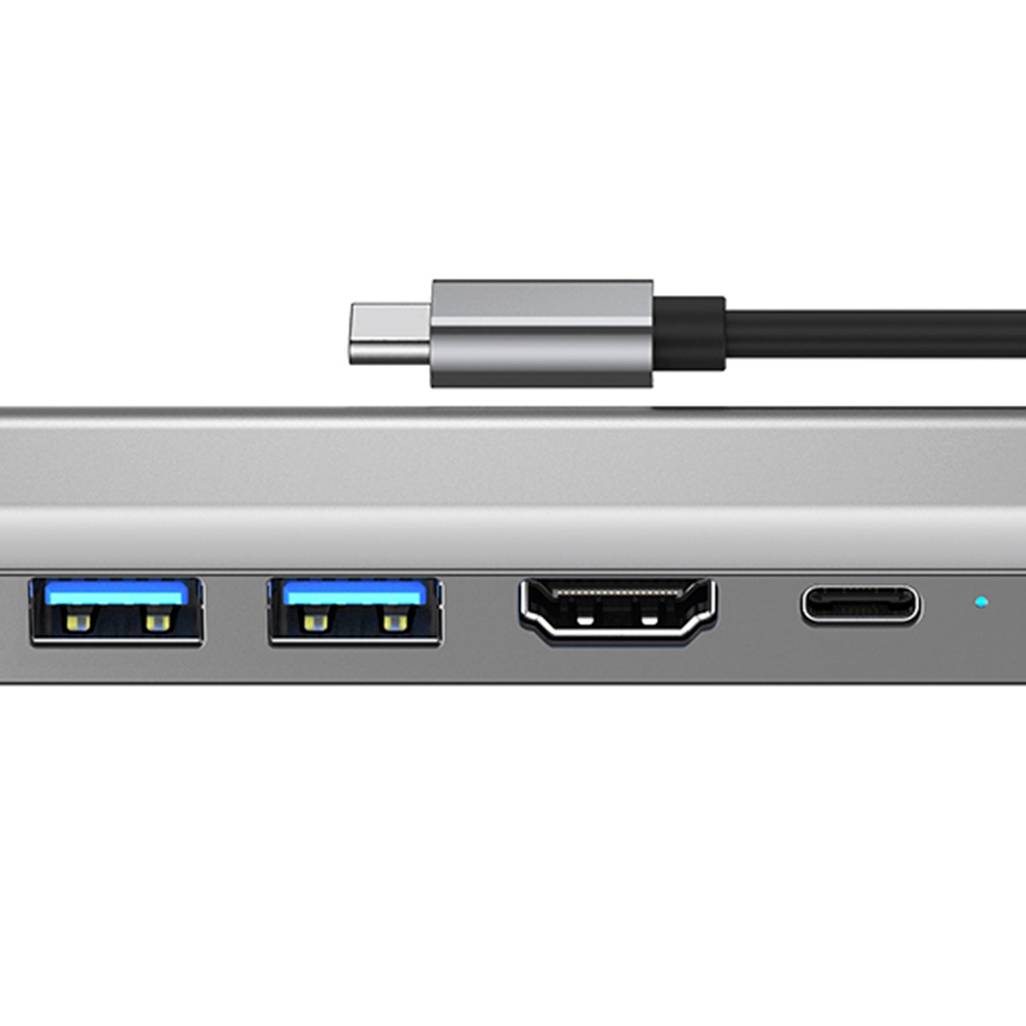 5 in 1 TYPE-C to USB3.0*1+USB2.0*1+PD100W/USB-C Data+HDMI+100M Network Card PC