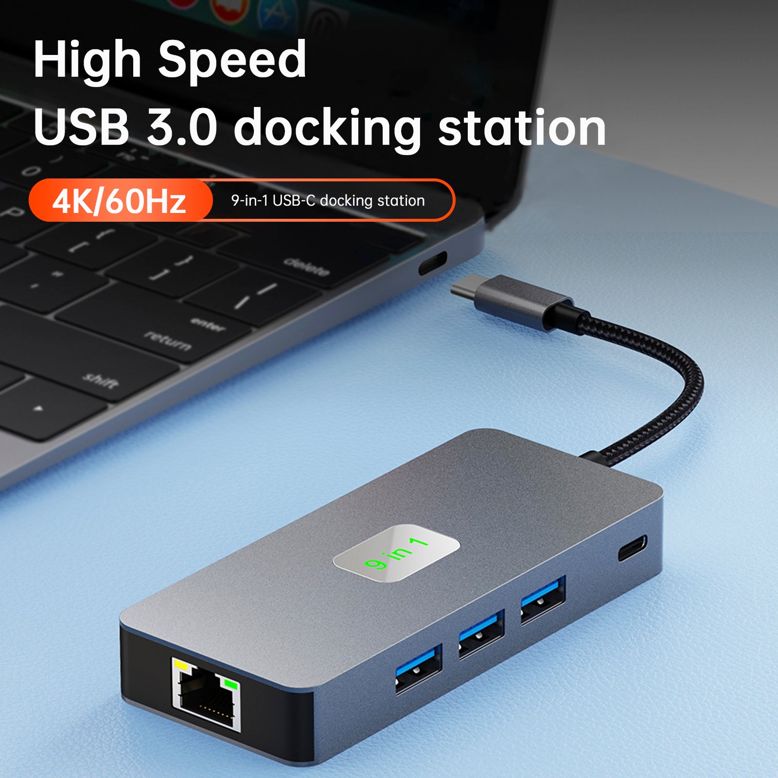 9 in 1 TYPE-C to RJ45 (Gigabit)+USB3.0*3+HDMI+USB-CS Data+PD100W+SD/TF MacBook (Copy)