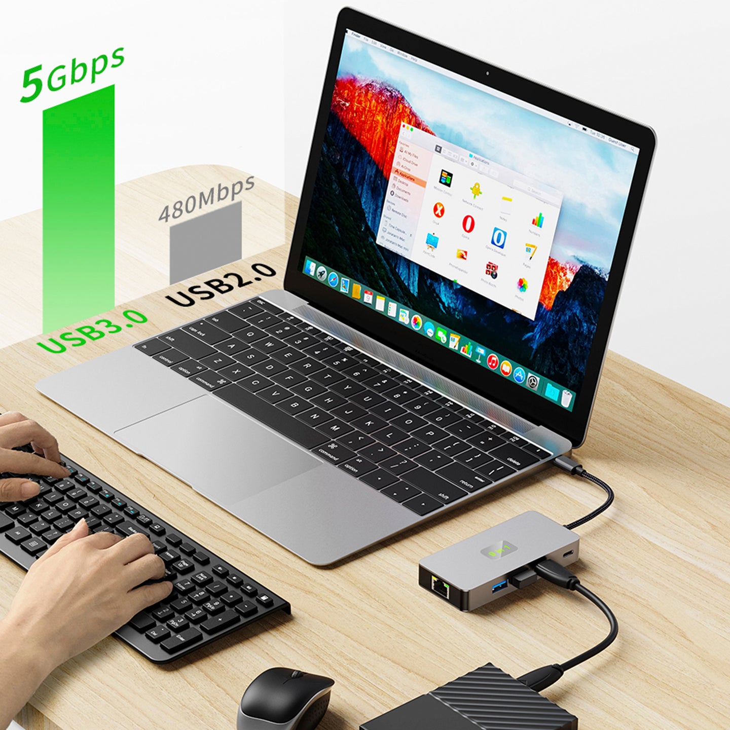 9 in 1 TYPE-C to RJ45 (Gigabit)+USB3.0*3+HDMI+USB-CS Data+PD100W+SD/TF MacBook