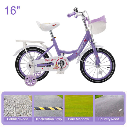 Purple 16 inch Kids Bicycle Girls Bike with Auxiliary Wheels