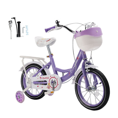 Purple 16 inch Kids Bicycle Girls Bike with Auxiliary Wheels