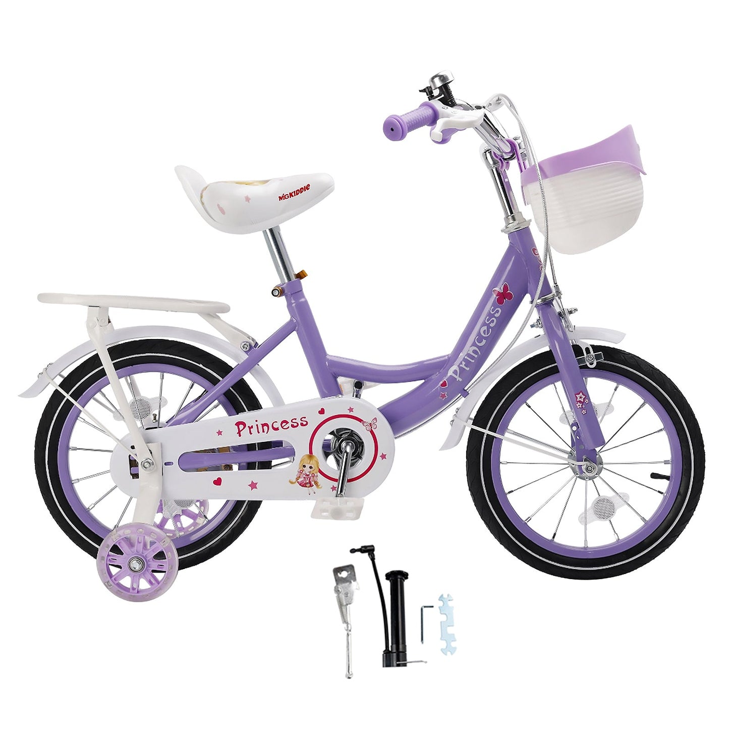 Purple 16 inch Kids Bicycle Girls Bike with Auxiliary Wheels