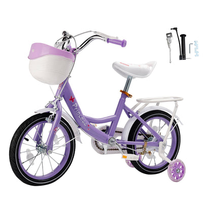 Purple 16 inch Kids Bicycle Girls Bike with Auxiliary Wheels