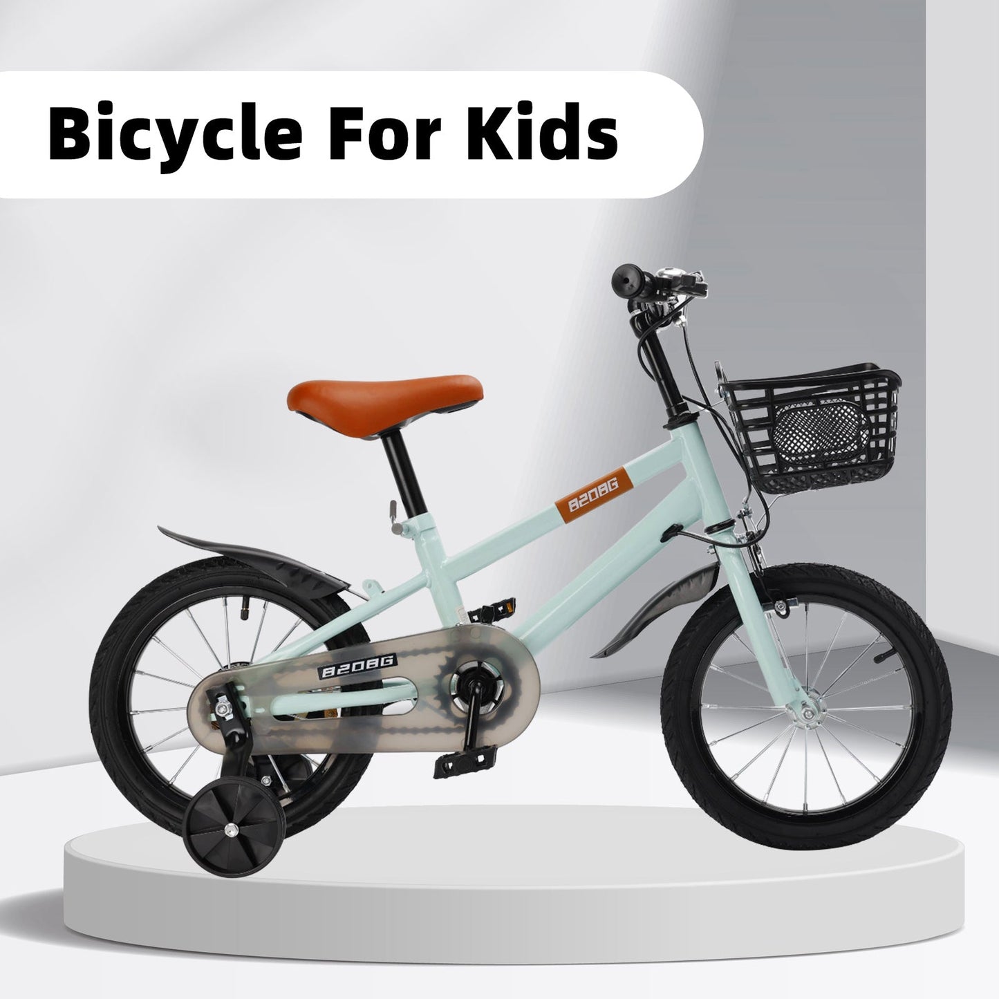 14 inch Kids Toddler Bicycle w/ Training Wheels Basket Cyan