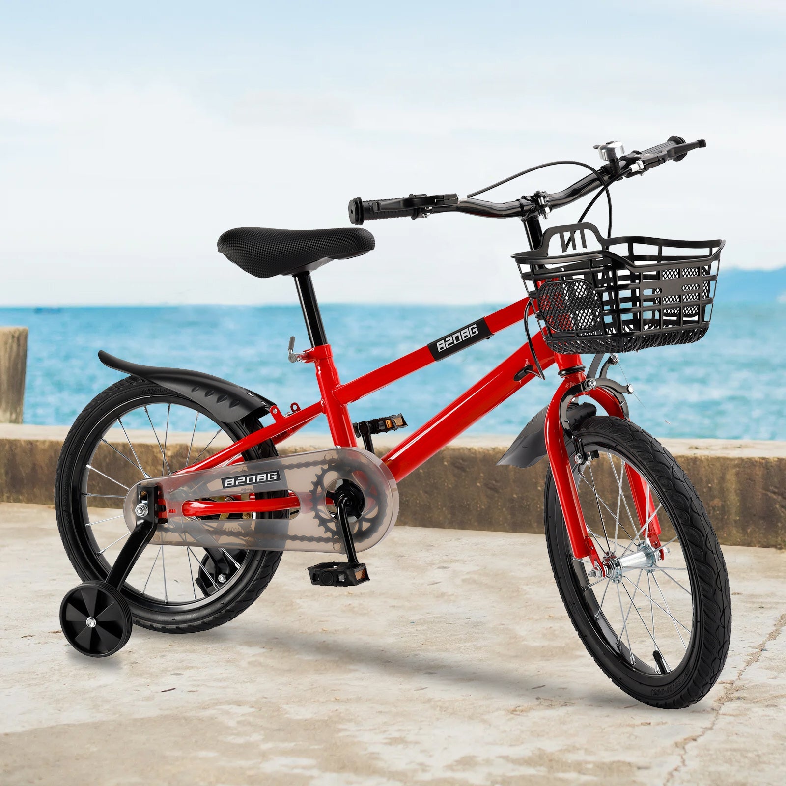 16 inch Children Bicycle w/ Training Wheels Basket Kickstand Red (Copy)