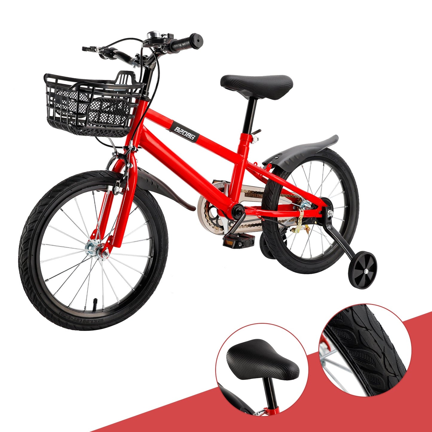 16 inch Red Children Bicycle Toddlers Bike with Training Wheels Basket (Copy)