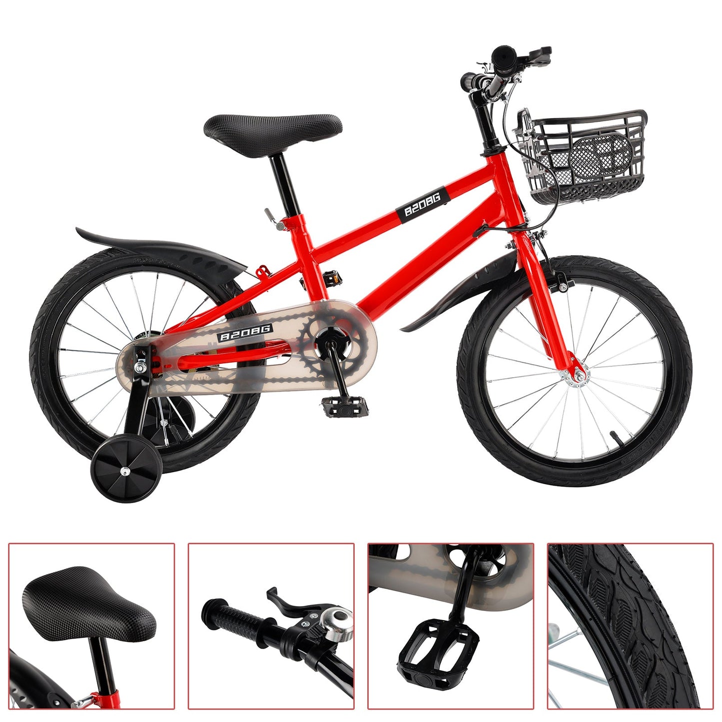 16 inch Red Children Bicycle Toddlers Bike with Training Wheels Basket (Copy)