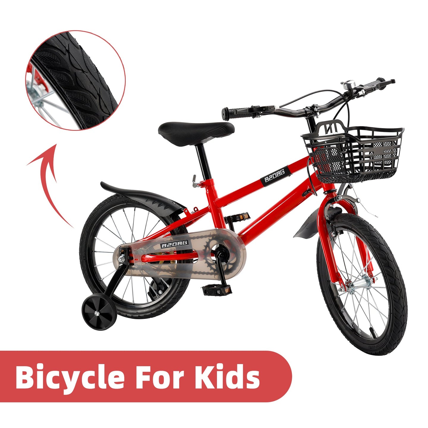 16 inch Children Bicycle w/ Training Wheels Basket Kickstand Red (Copy)