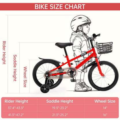 16 inch Red Children Bicycle Toddlers Bike with Training Wheels Basket (Copy)