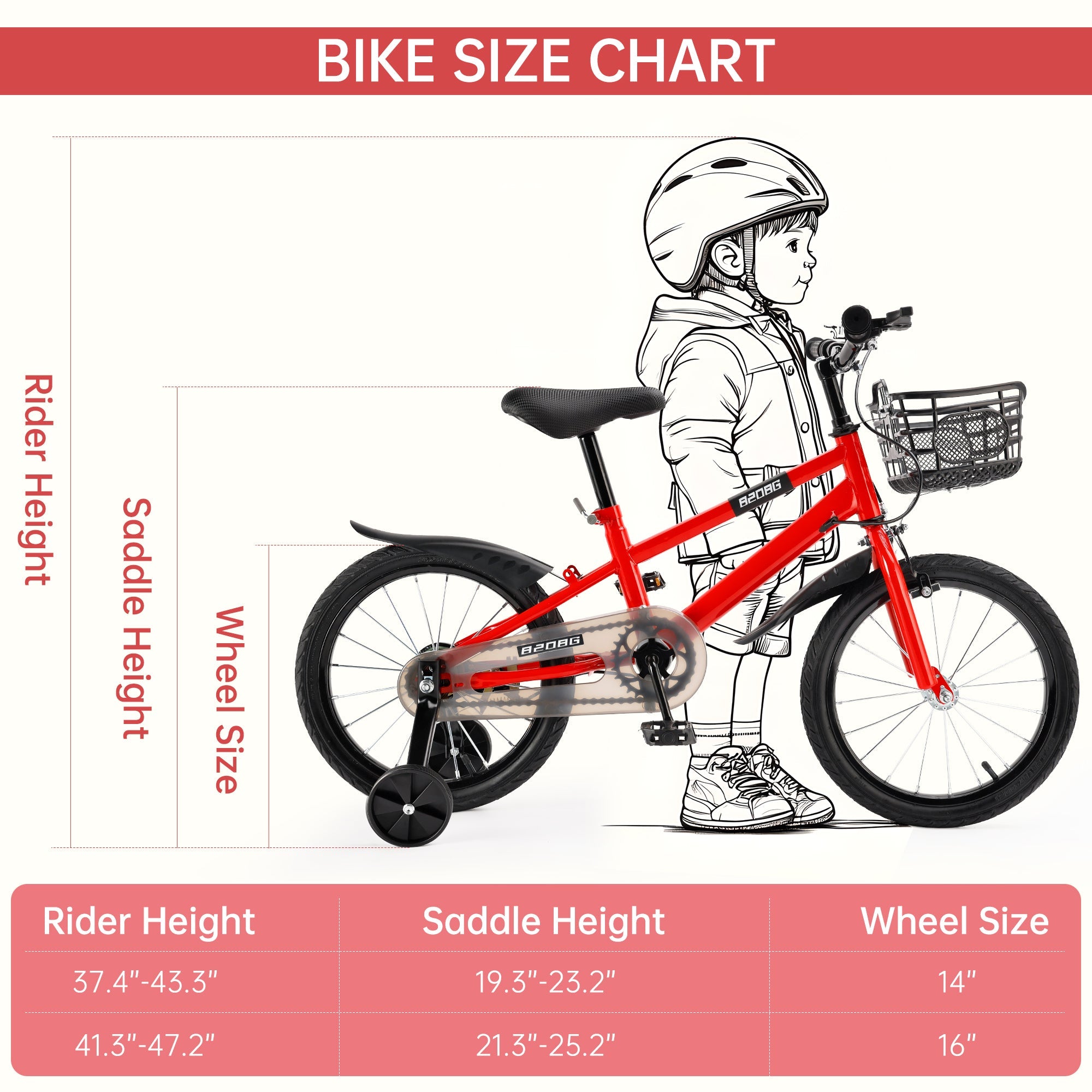 16 inch Children Bicycle w/ Training Wheels Basket Kickstand Red (Copy)
