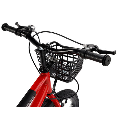 16 inch Children Bicycle w/ Training Wheels Basket Kickstand Red