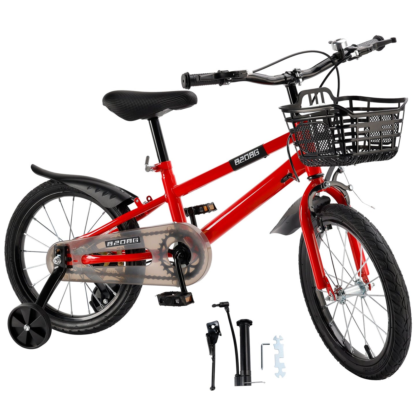 16 inch Children Bicycle w/ Training Wheels Basket Kickstand Red (Copy)