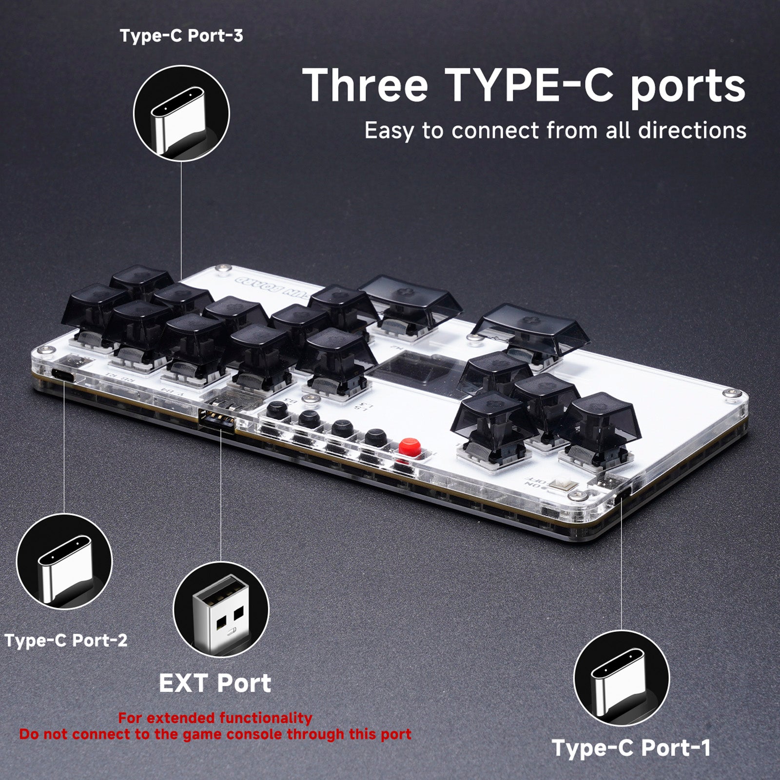 MustFun Hitbox Mini Stickless Controller Suitable For PC/PS3/PS4/Switch Black