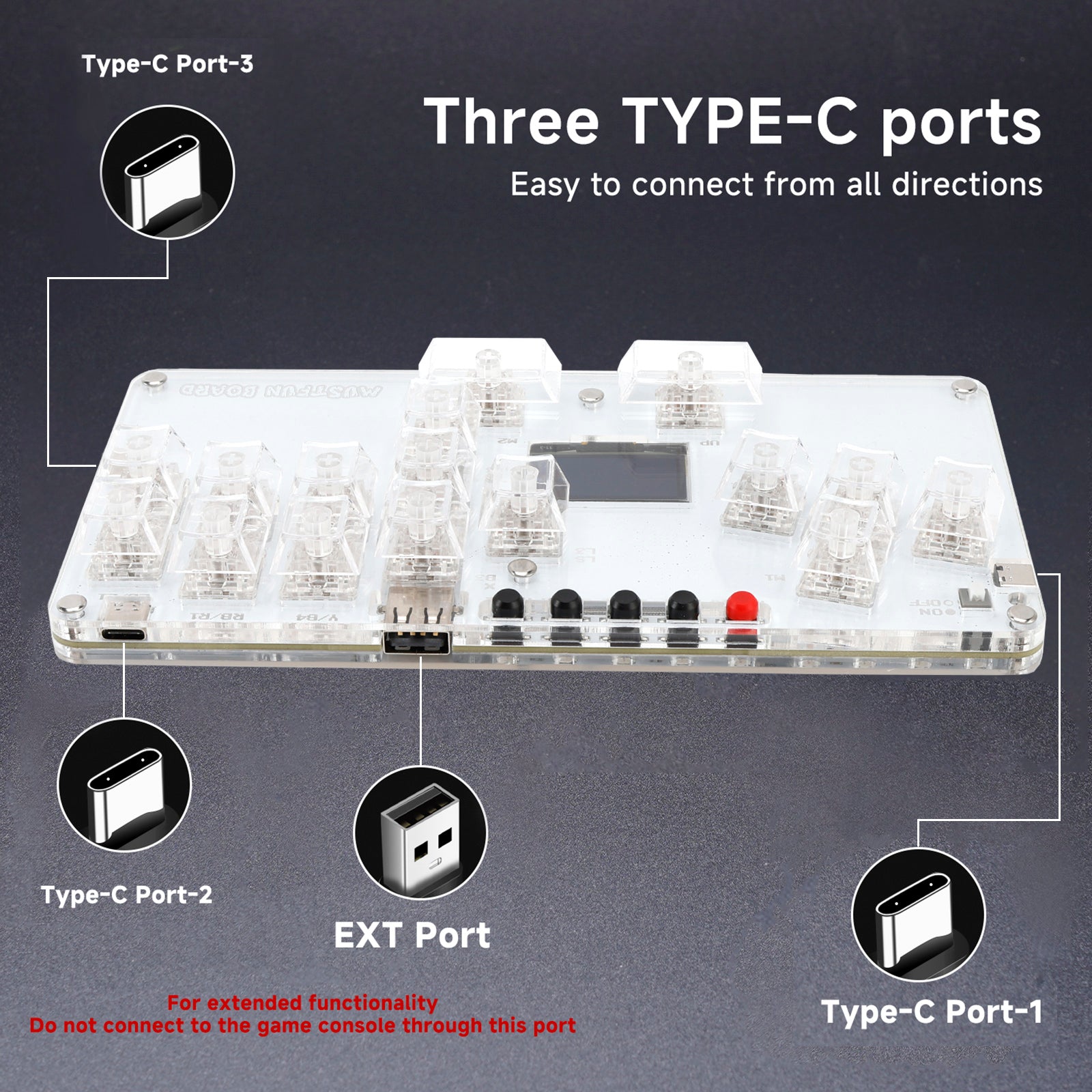 MustFun Hitbox Mini Stickless Controller Suitable For PC/PS3/PS4/Switch White