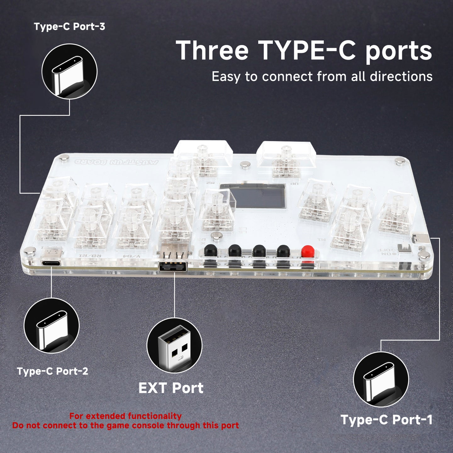 MustFun Hitbox Mini Stickless Controller Suitable For PC/PS3/PS4/Switch White
