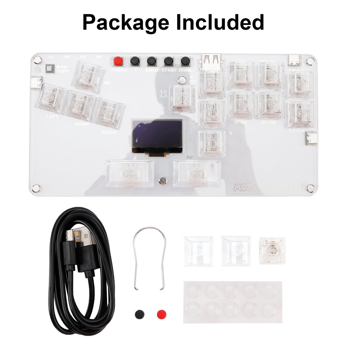 MustFun Hitbox Mini Stickless Controller Suitable For PC/PS3/PS4/Switch White