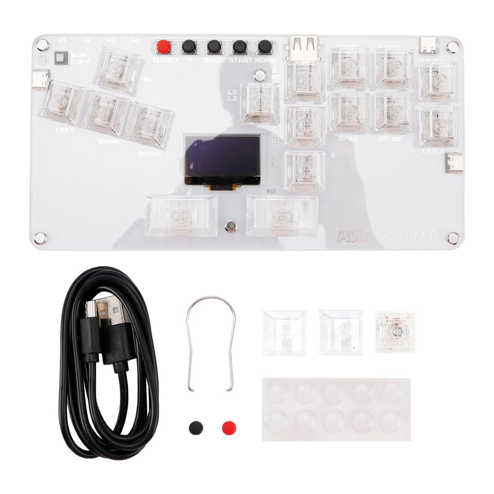 MustFun Hitbox Mini Stickless Controller Suitable For PC/PS3/PS4/Switch White