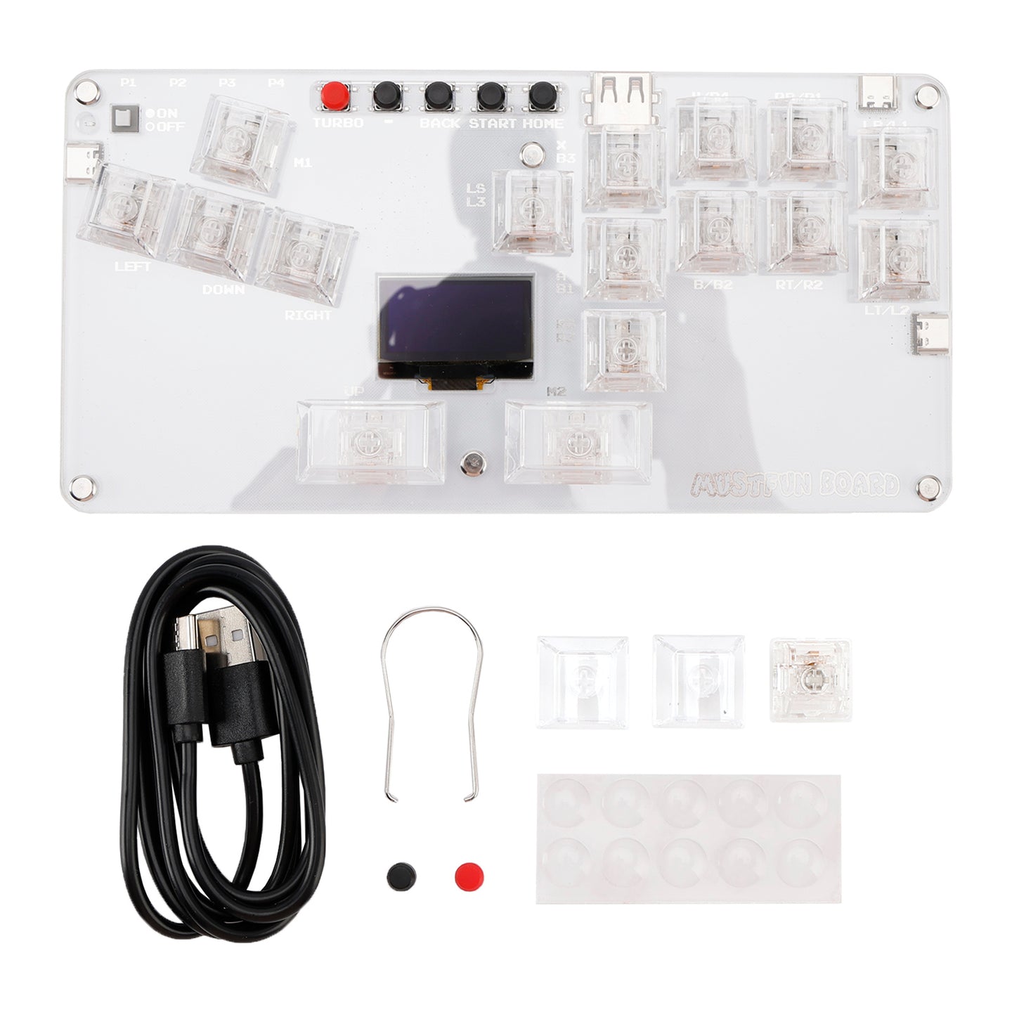 MustFun Hitbox Mini Stickless Controller Suitable For PC/PS3/PS4/Switch White