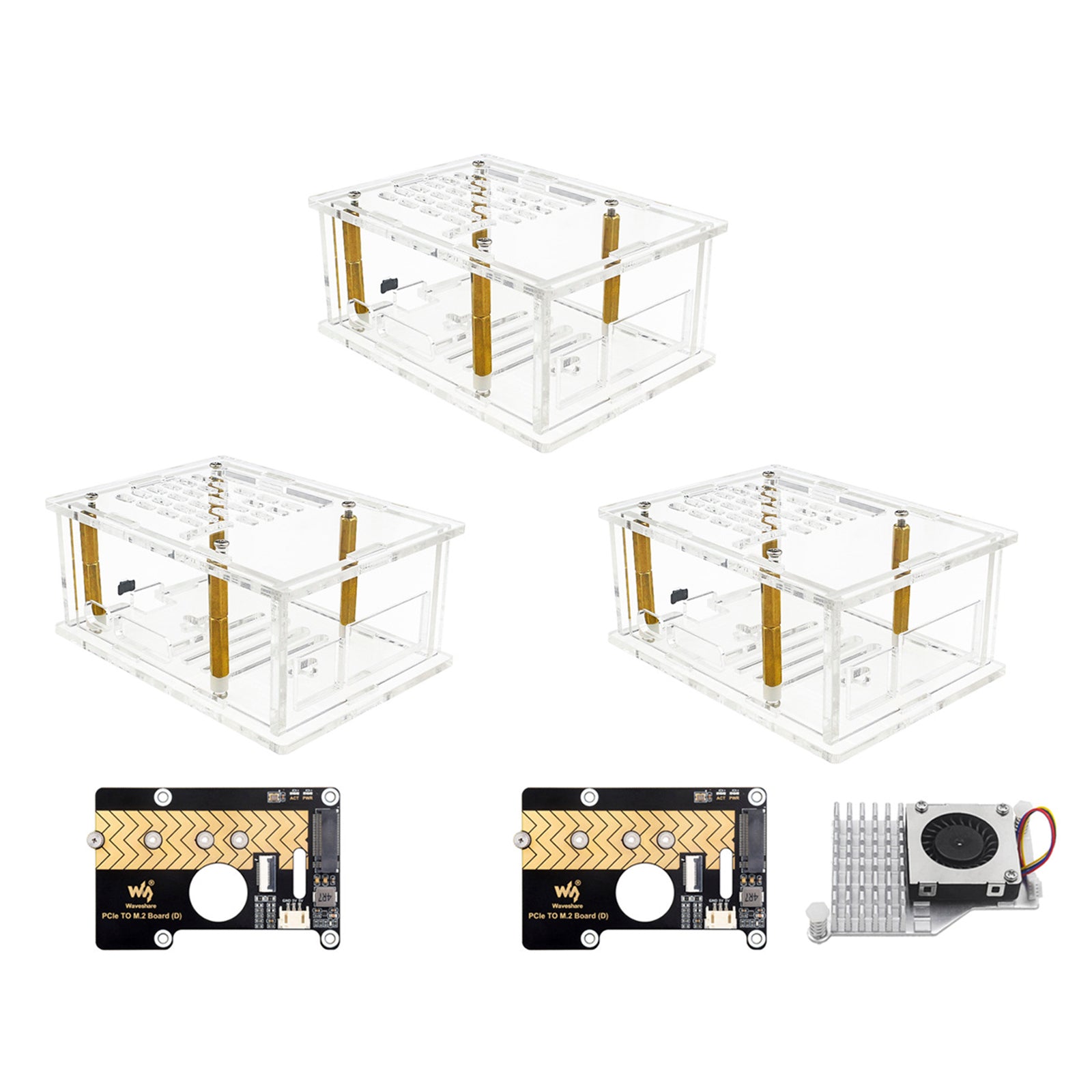 Raspberry Pi 5 PCI-E to M.2 Adapter Board Acrylic Box Adapter Case With Radiator