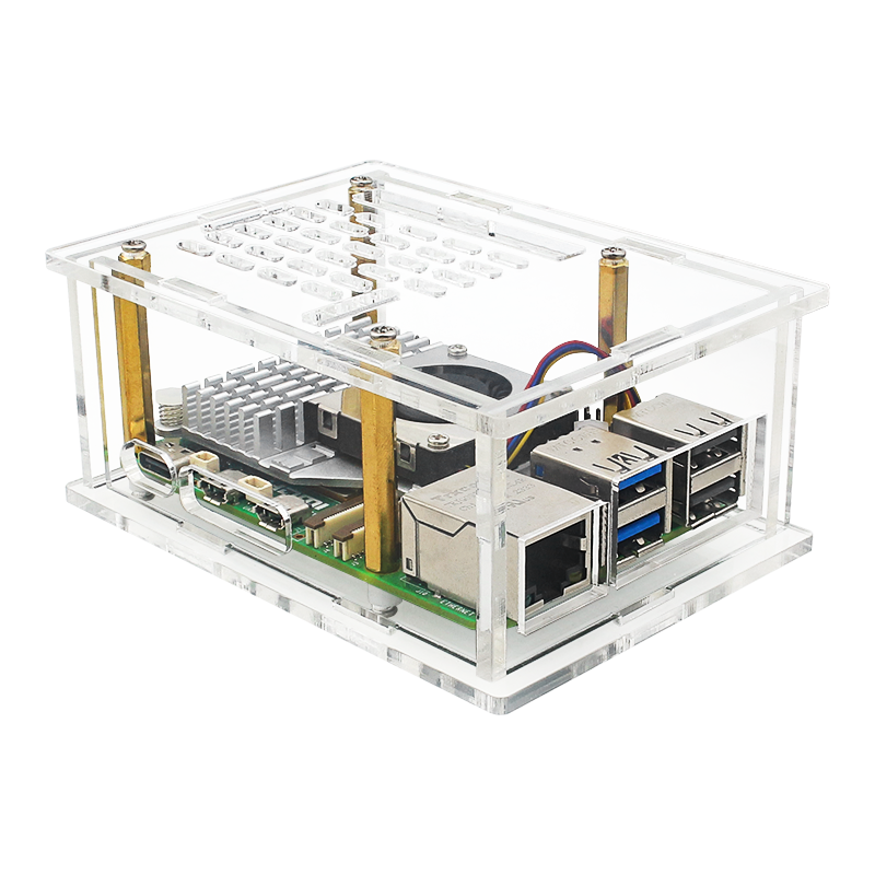 Raspberry Pi 5 PCI-E to M.2 Adapter Board Acrylic Box Adapter Case With Radiator