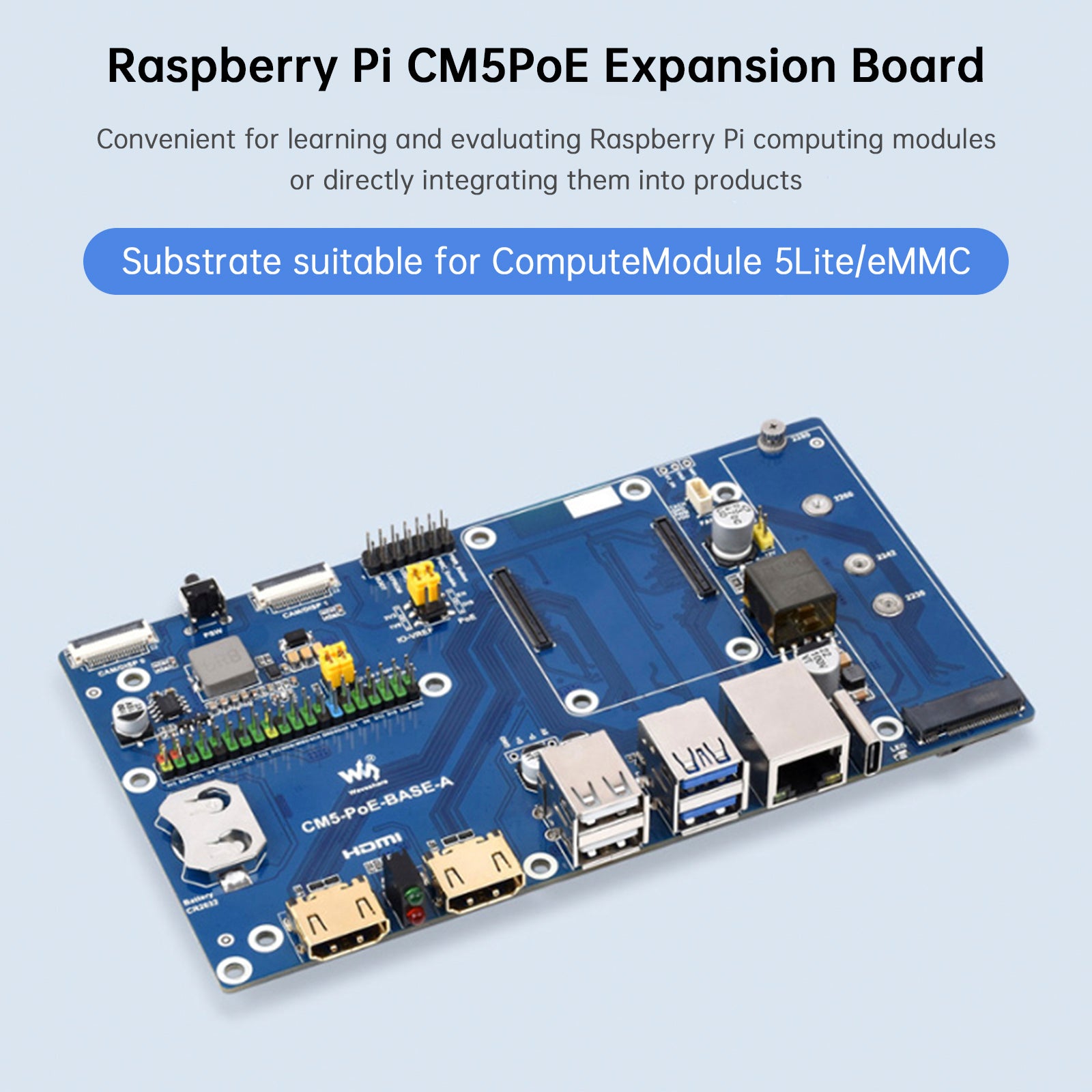 Raspberry Pi CM5 PoE Expansion Board Compute Module 5 Computing Module Baseboard