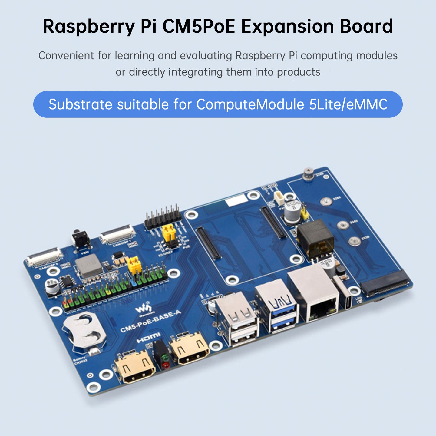 Raspberry Pi CM5 PoE Expansion Board Compute Module 5 Computing Module Baseboard