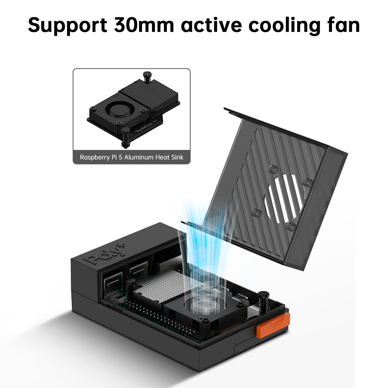 Raspberry Pi 5 POLY5+ Case Argon POLY 5+ Box Compatible with PWM Cooling Fan ABS
