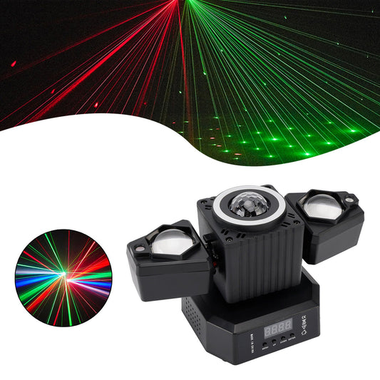 Moving Head Stage Light – Rotating Disco Ball Laser Beam Strobe with DMX & Remote