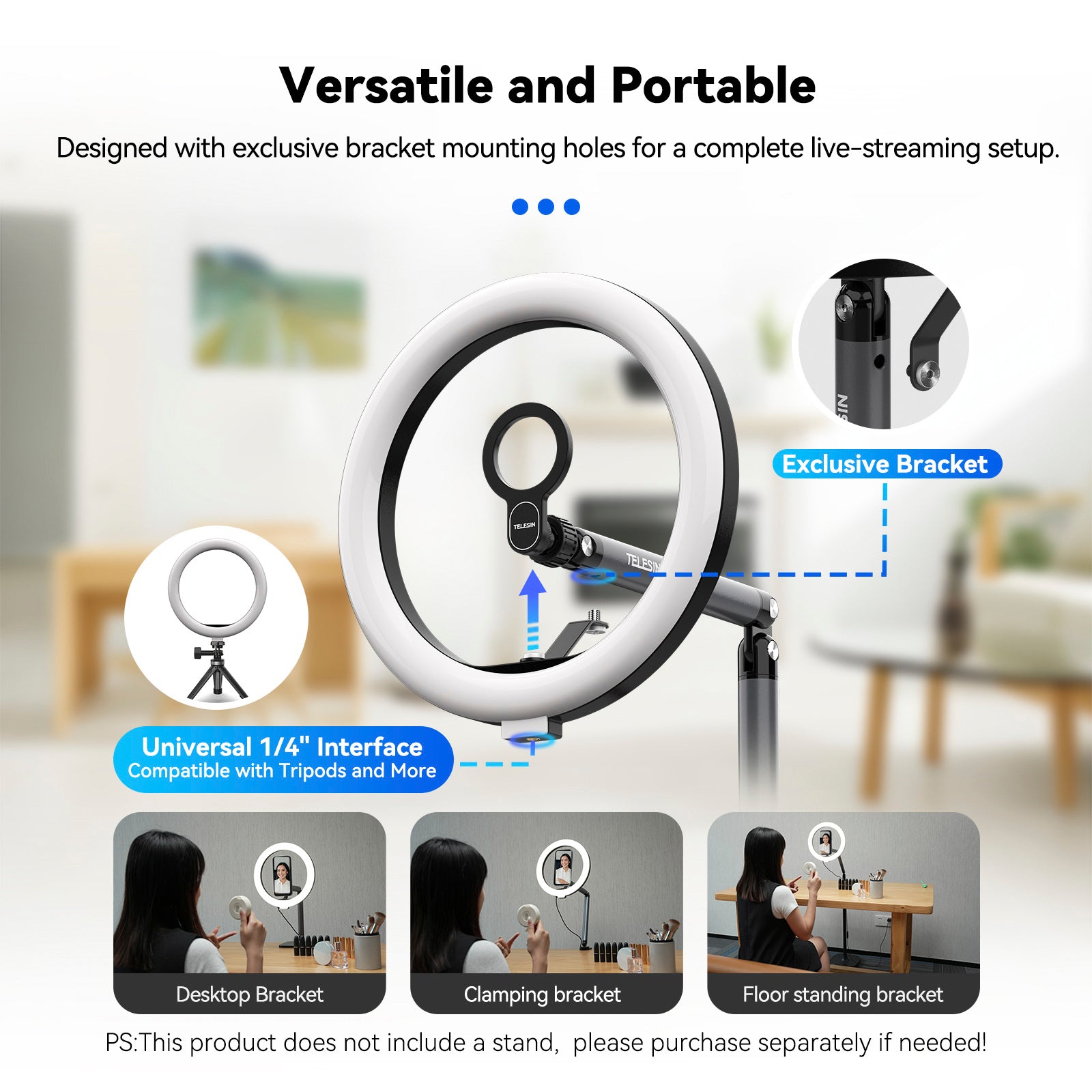 Mobile Video Live Broadcast Bracket Ring Fill Light Three Levels Remote Controll