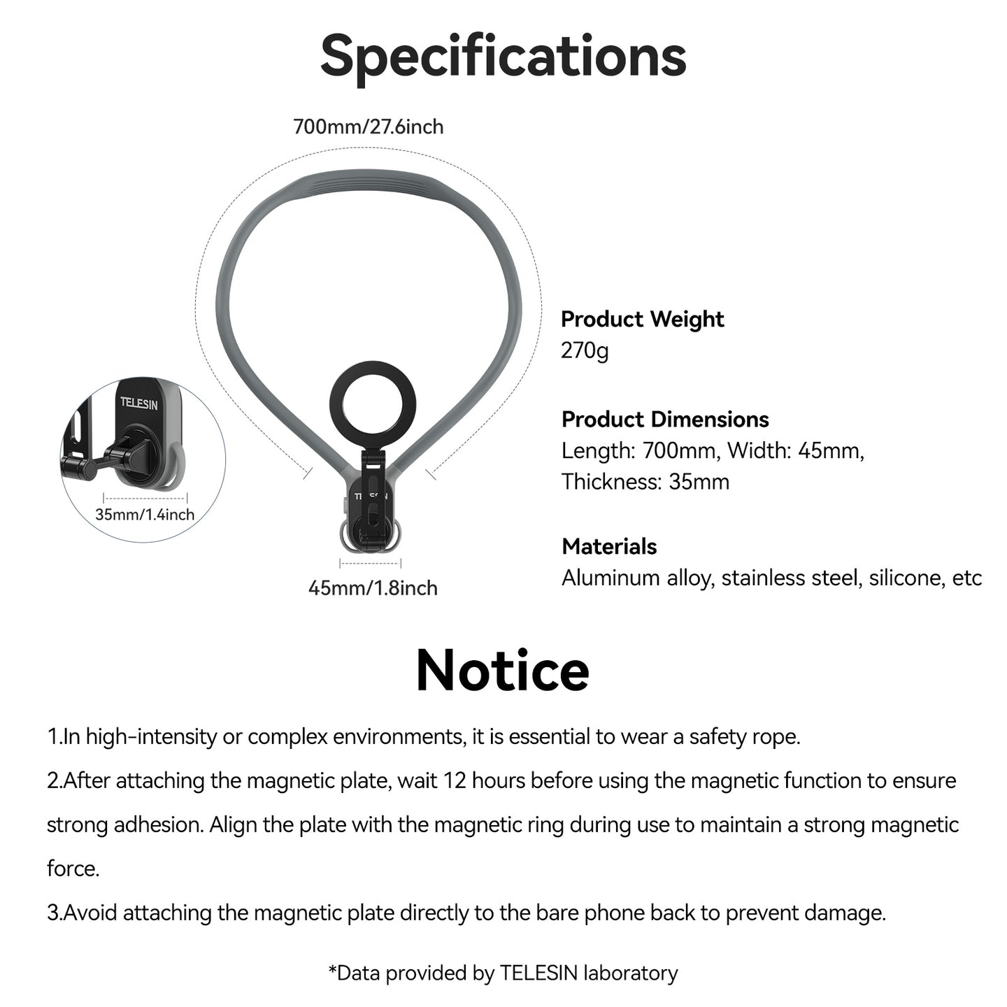 Magnetic Mobile Phone Neck Halter Max POV Angle Lazy Holder Live Mobile Phone