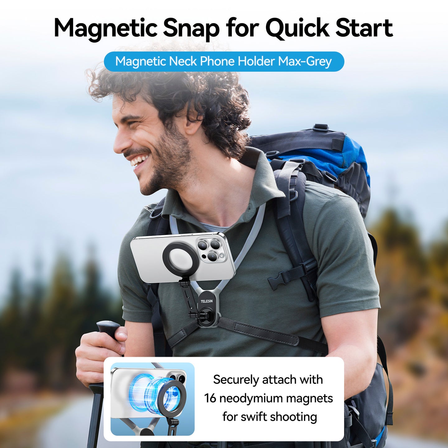 Magnetic Mobile Phone Neck Halter Max POV Angle Lazy Holder Live Mobile Phone
