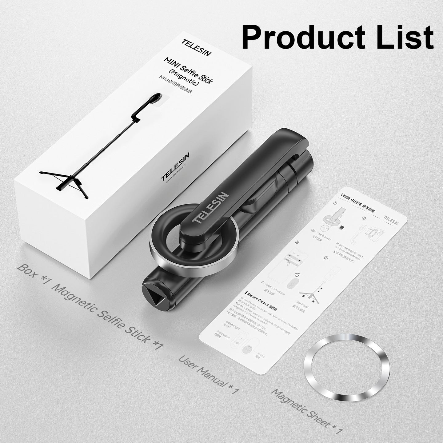 Magnetic Mobile Phone Mini Selfie Stick Magesafe Bluetooth Remote Control Tripod