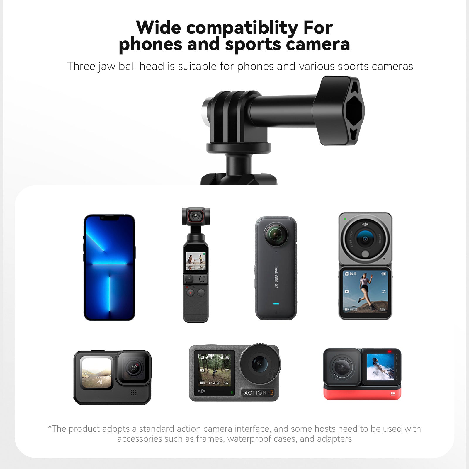 Universal Suction Cup Bracket Super Strong Suction For Dji Gopro13/Insta 360 Go3