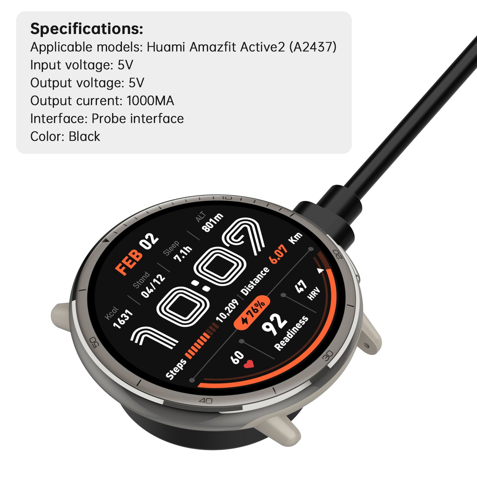 Huami Amazfit Active2 Charger Cable Watch A2437 Base Charging Dock Stand Adapter
