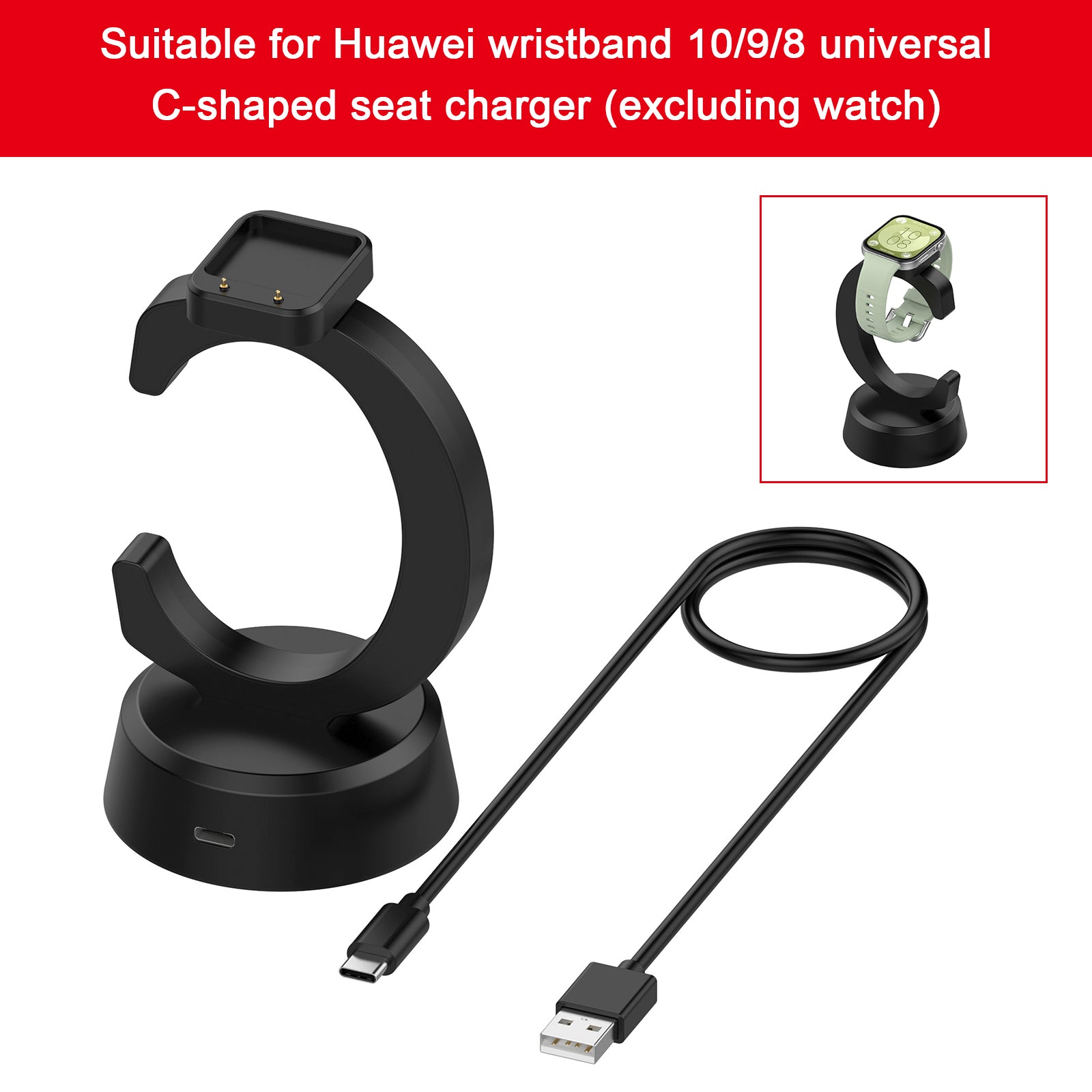 C-Shaped Charging Dock for Huawei Watch Fit 3, Band 9/8/7, Samsung Galaxy Fit3 & Honor Band 9/7/6