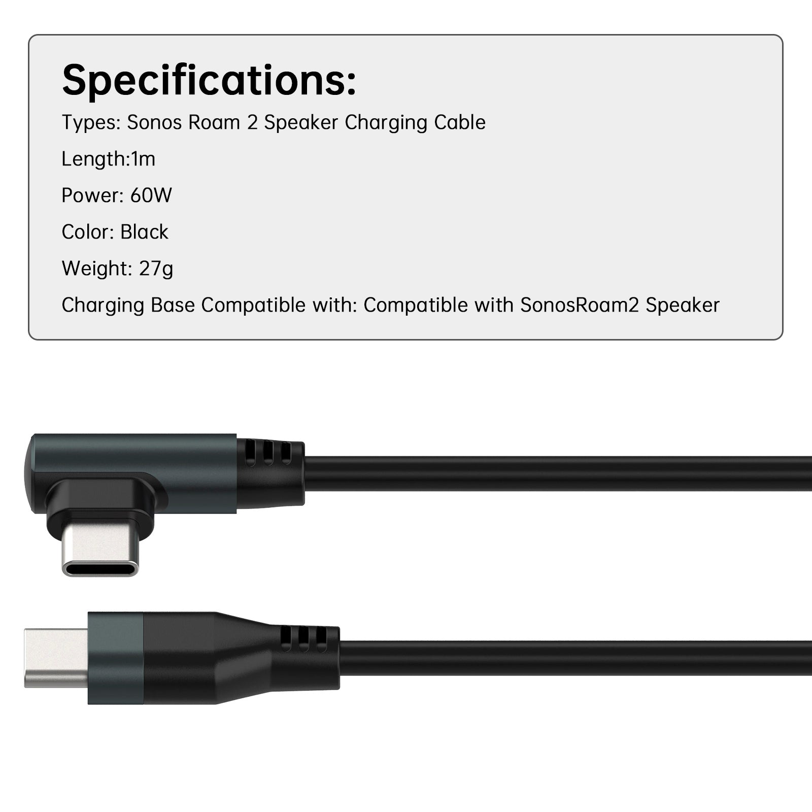 Sonos Roam 2 Speaker Charger Charging Cable High Quality Portable Replacement