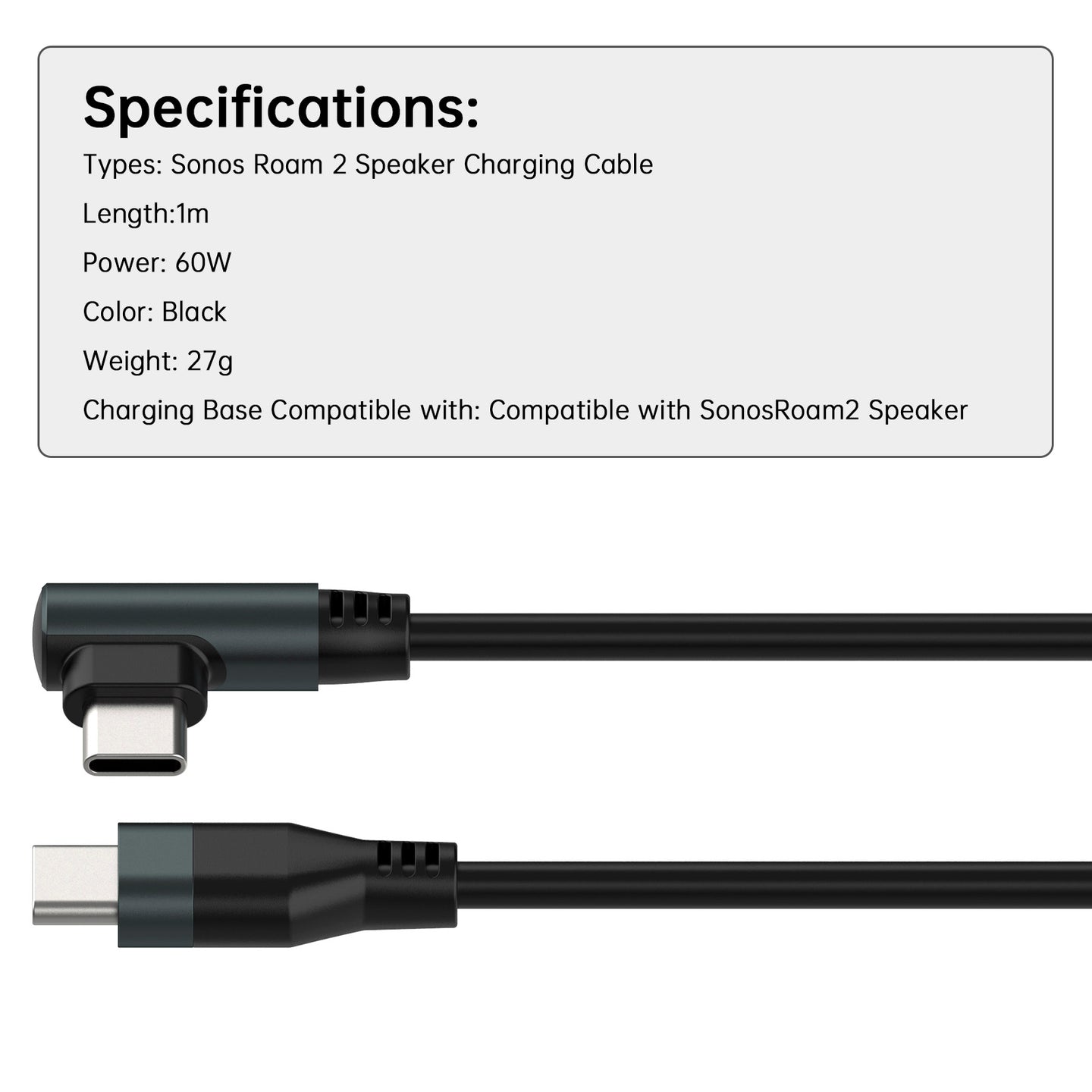 Sonos Roam 2 Speaker Charger Charging Cable High Quality Portable Replacement