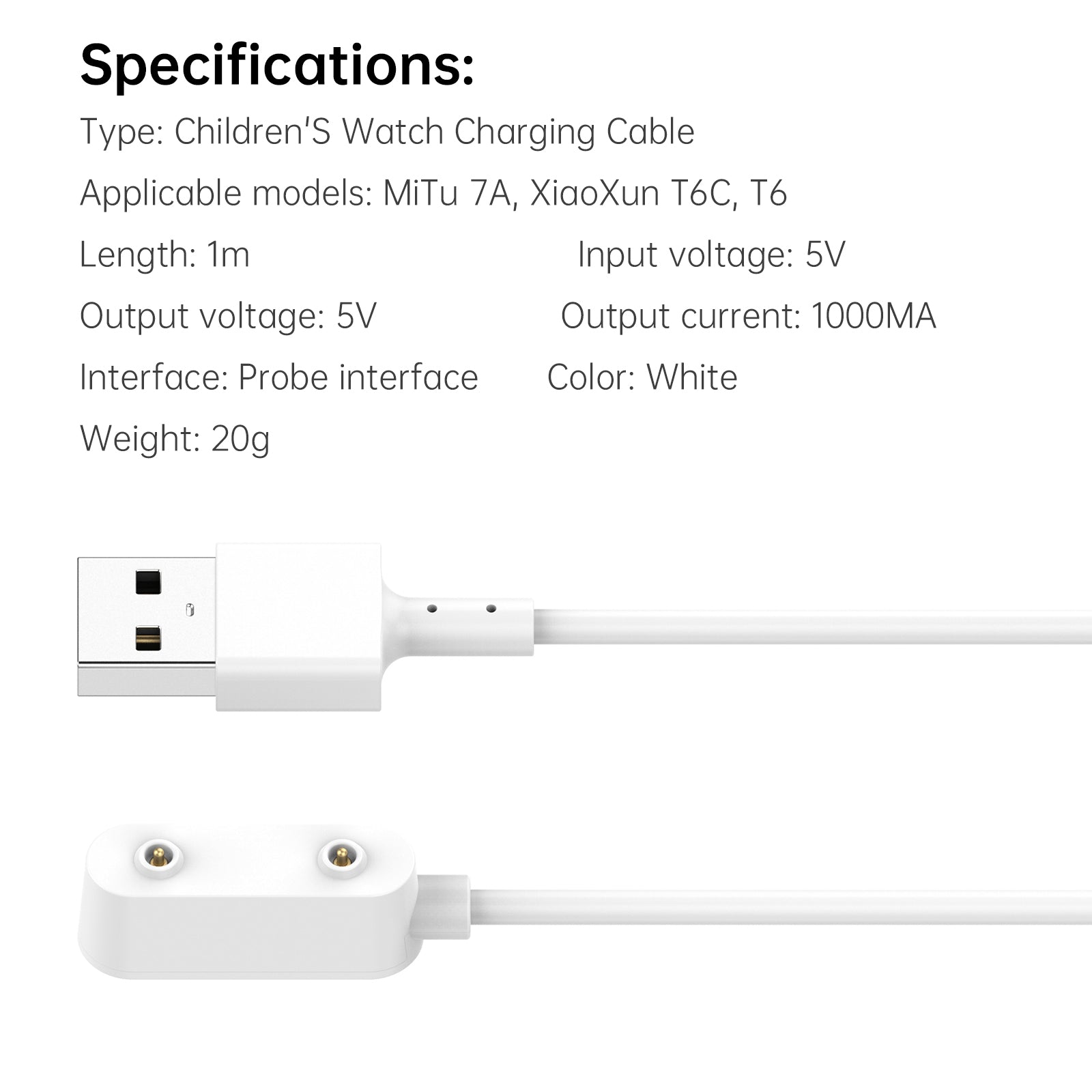 MITU Watch 7A Charging Cable Magnetic Charger Replacement For XiaoXun T6C T6 (Copy)