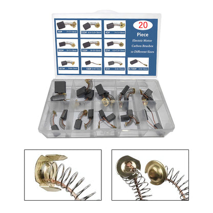 20Pcs Electric Motor Carbon Brushes 10 Sizes Replacement Repair Power Tool Part