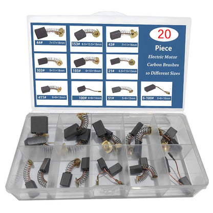 20Pcs Electric Motor Carbon Brushes 10 Sizes Replacement Repair Power Tool Part